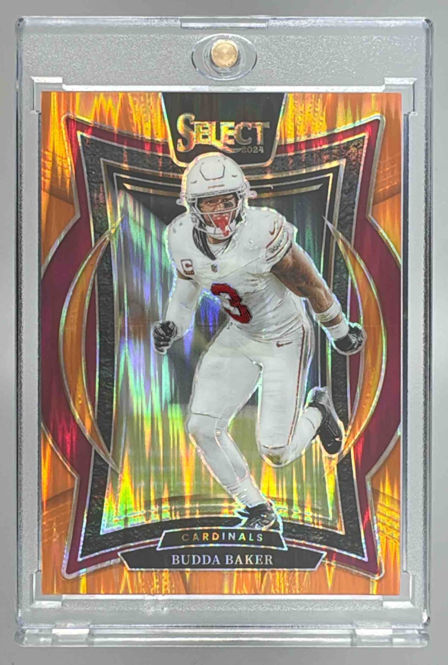 Card image for 2024 Panini Select Budda Baker Concourse Orange Prizm Shock /499 #14 Cardinals