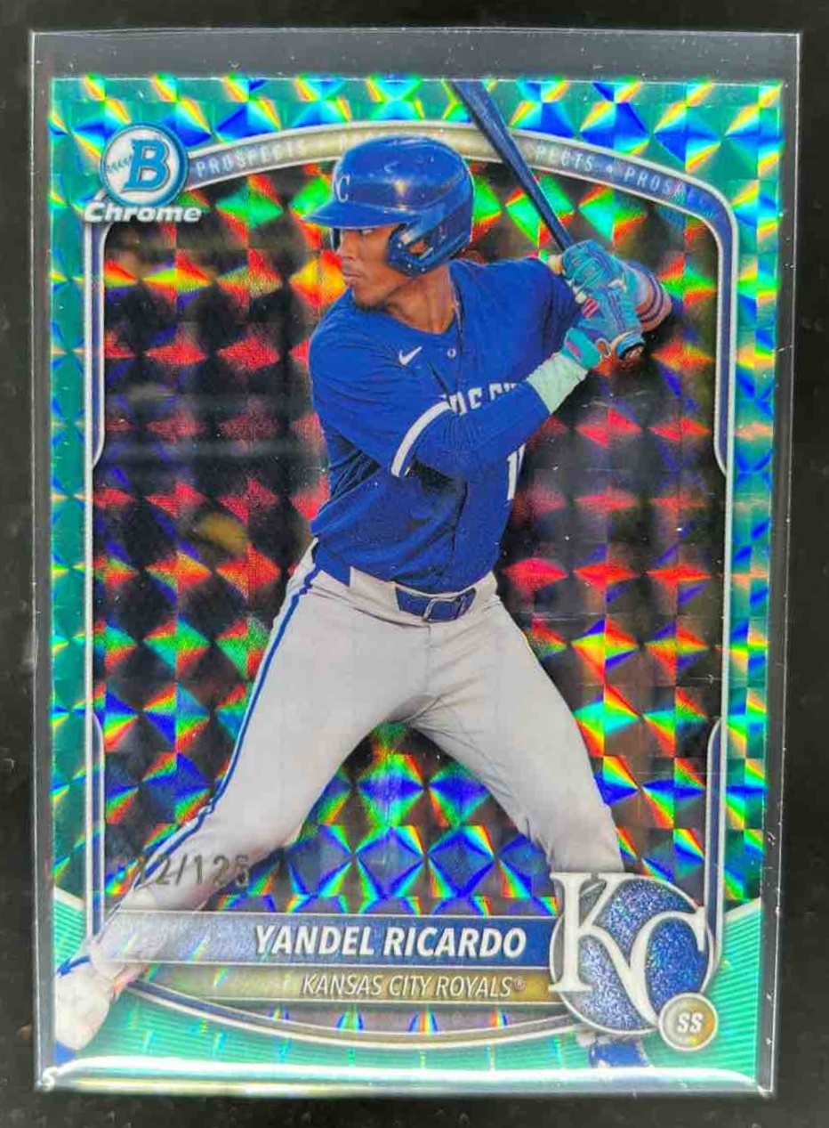 Card image for Yandel Ricardo 2025 Bowman Draft Chrome Aqua Geometric Refractor /125