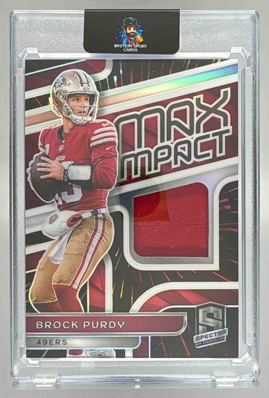 Card image for 2024 Panini Spectra Brock Purdy Max Impact Hyper /75 #MI-BPY 49ers