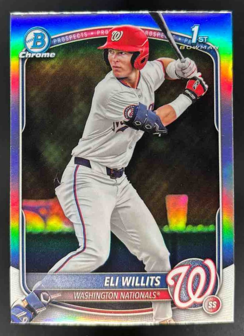 Card image for 2025 Bowman Draft Eli Willits Chrome Refractor #BDC-1 Nationals