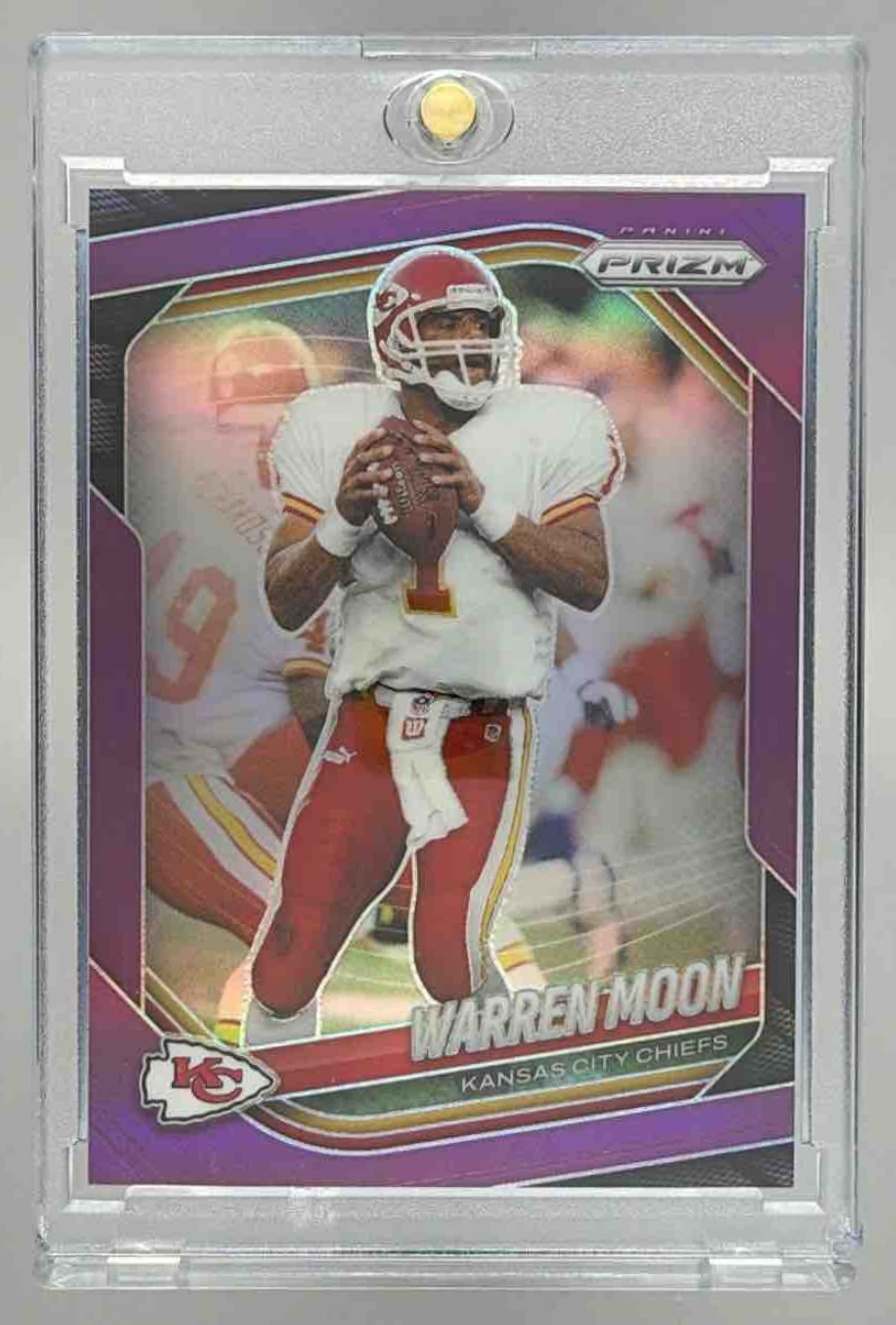 Card image for 2025 Panini Football Prizm Warren Moon Purple /125 #52 Kansas City Chiefs