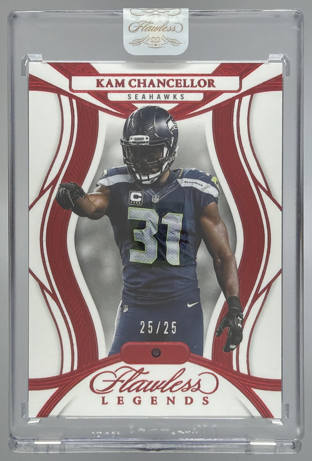 Card image for 2025 Panini Flawless Kam Chancellor Legends Ruby /25 #79 Seahawks