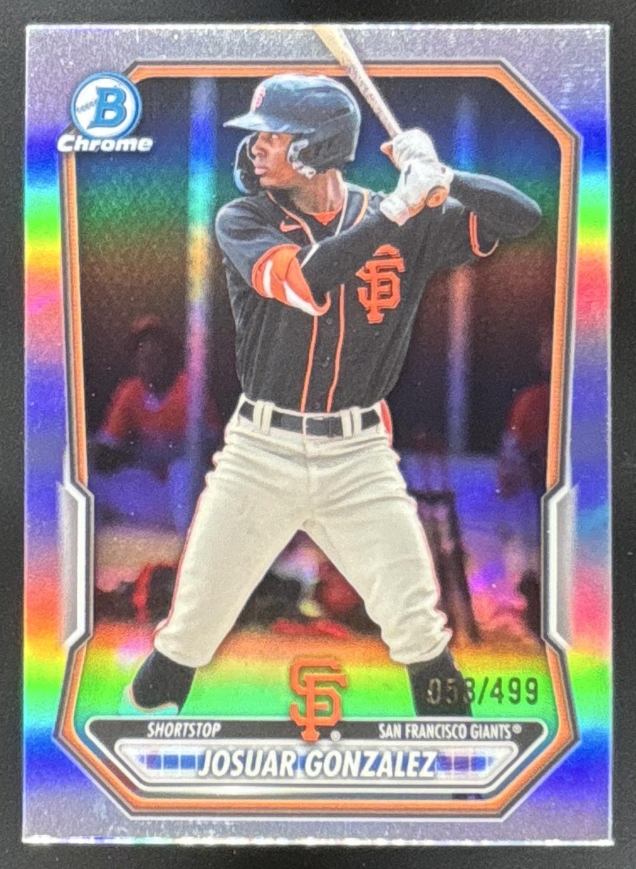 Card image for Josuar Gonzalez 2026 Bowman Refractor /499 Chrome Prospects San Francisco Giants