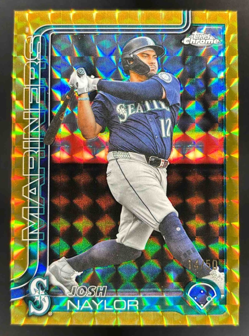Card image for 2025 Topps Chrome Update Josh Naylor Gold Geometric Refractor /50