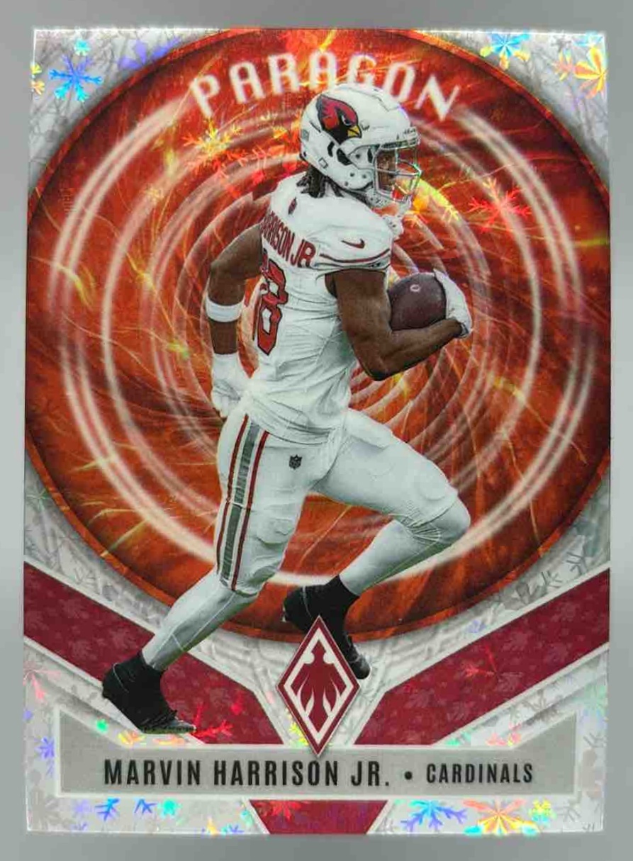 Card image for 2025 Panini Phoenix Marvin Harrison Jr. Paragon Blue Prizm /199 #18 Cardinals