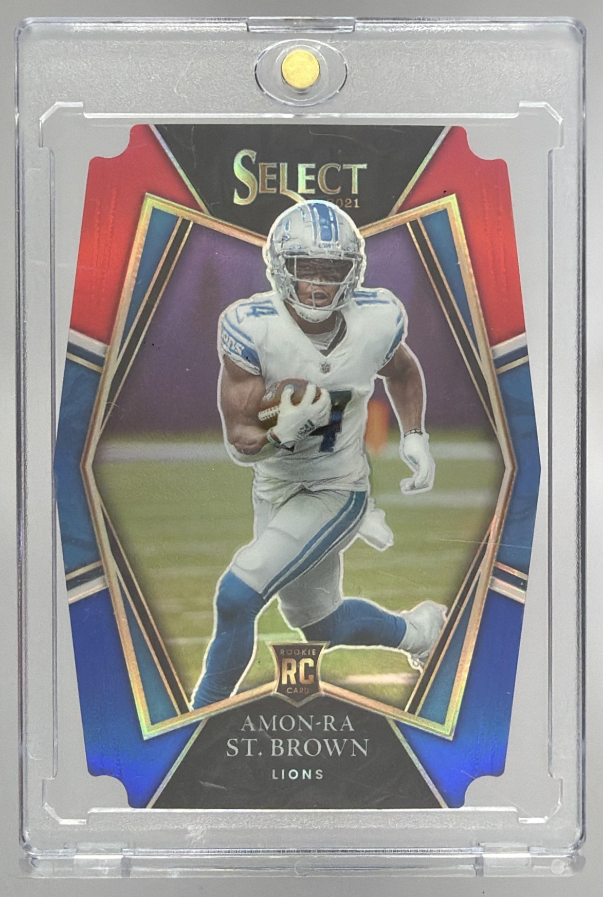 Card image for 2022 Panini Select Amon-Ra St. Brown Turbocharged Tie Dye Prizm #TUR-16 Lions