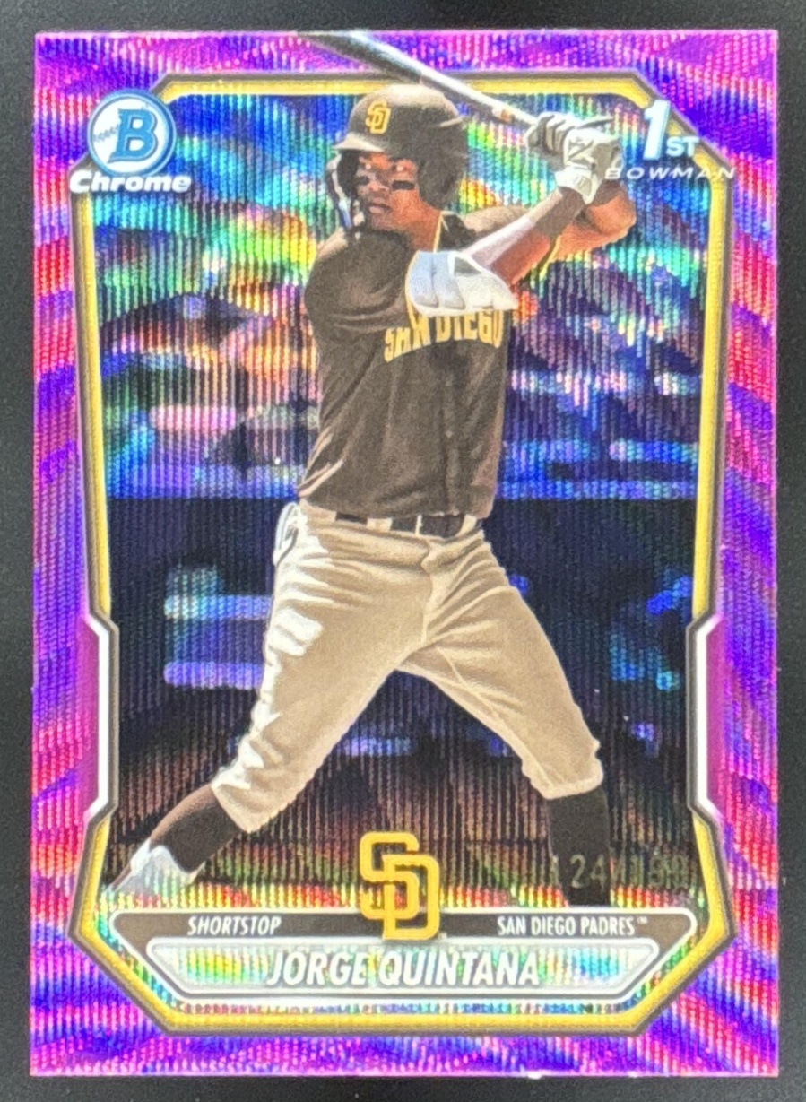 Card image for 2026 Bowman Jorge Quintana Chrome Fuchsia Wave Refractor /199 1st Prospect