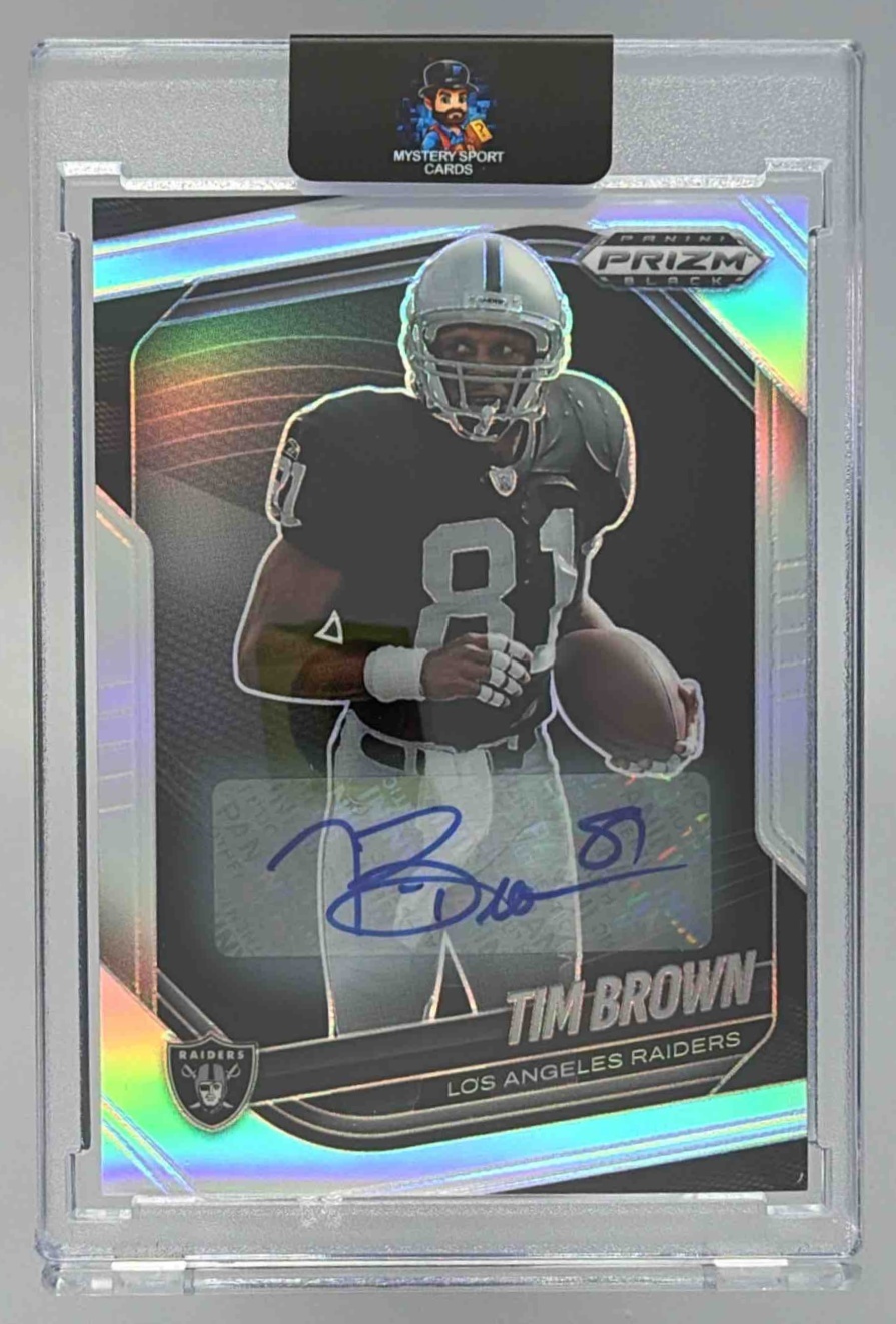 Card image for 2025 Panini Football Prizm Black Tim Brown Auto #114 Los Angeles Raiders