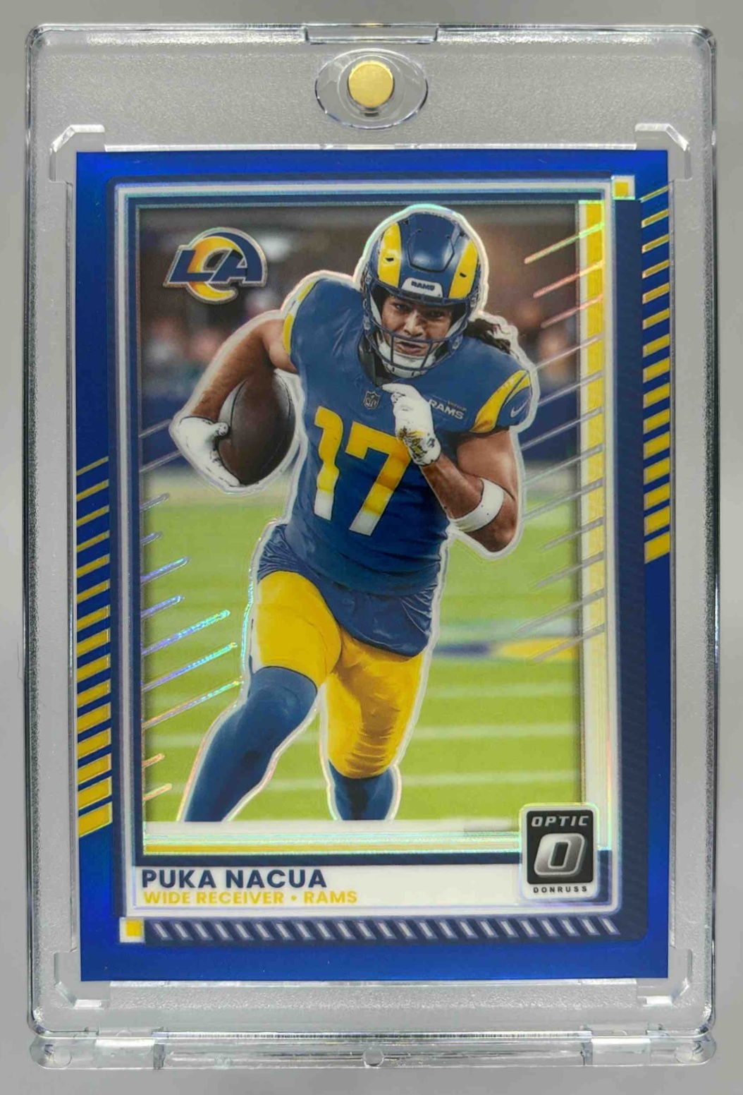 Card image for 2025 Panini Donruss Optic Puka Nacua Blue Prizm /249 #192 Rams