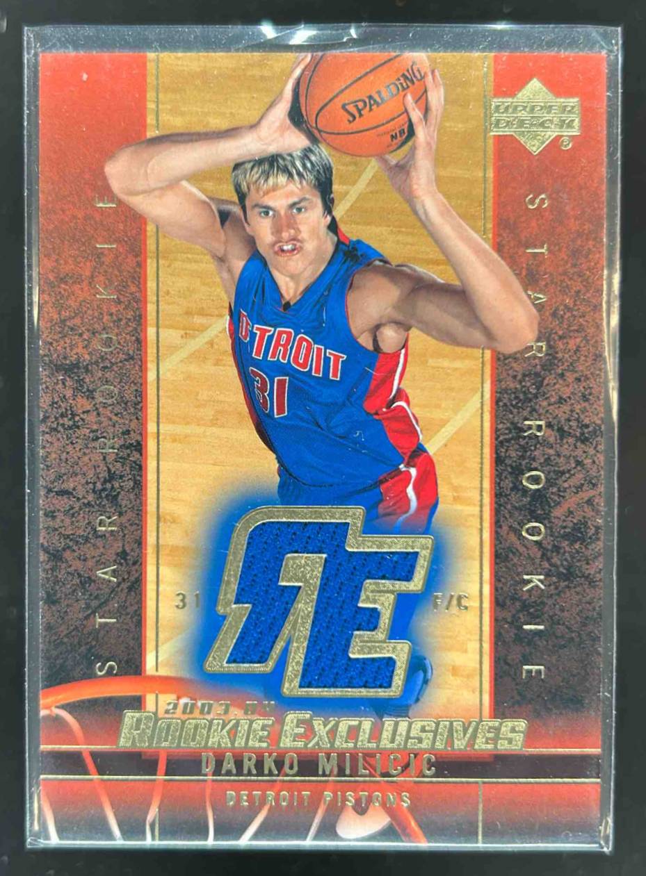 Card image for 2003-04 Upper Deck Rookie Exclusives Darko Milicic Jerseys #J2 RC Rookie