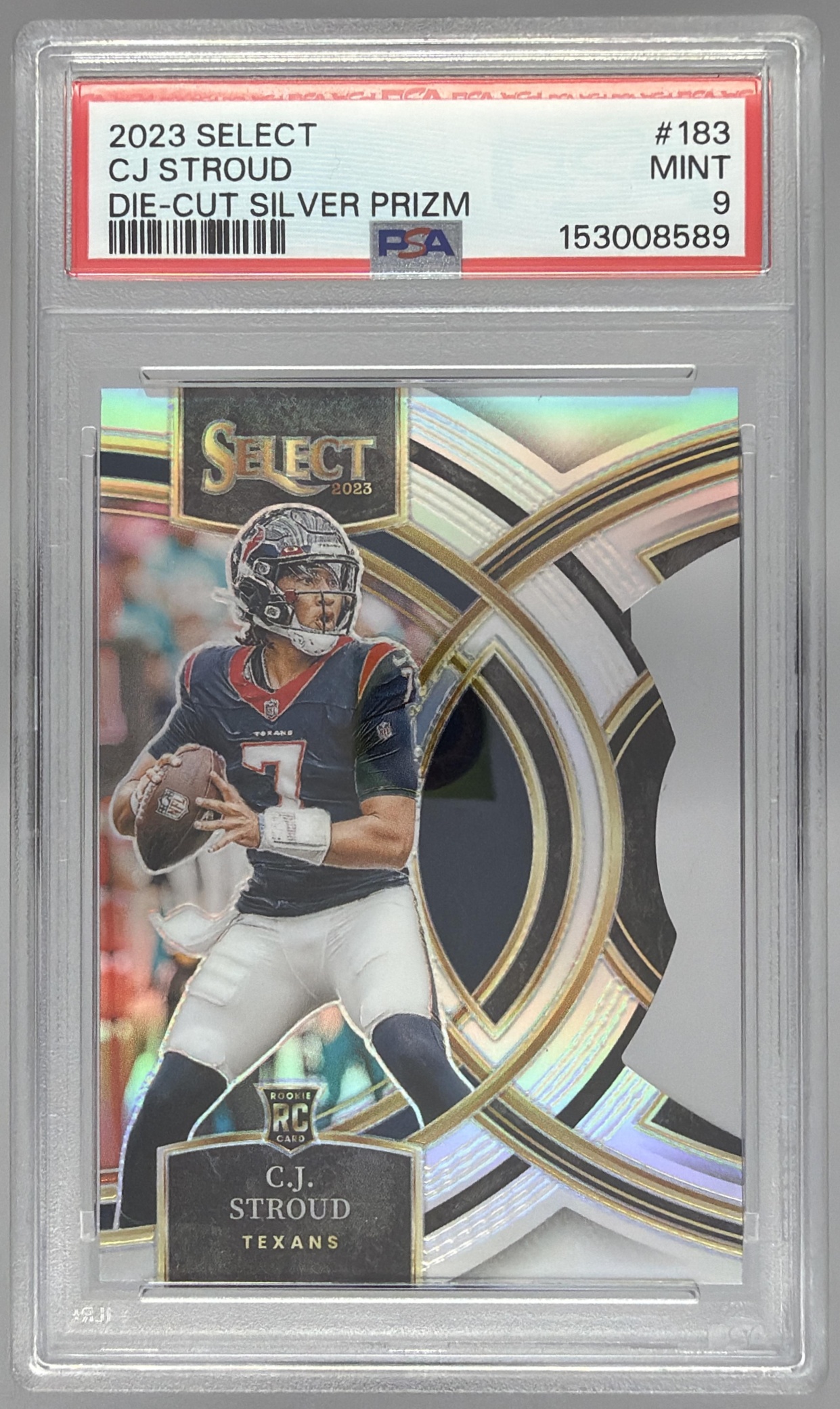 Card image for 2023 Panini Select C.J. Stroud Silver Prizms #183 RC Premier Level Texans