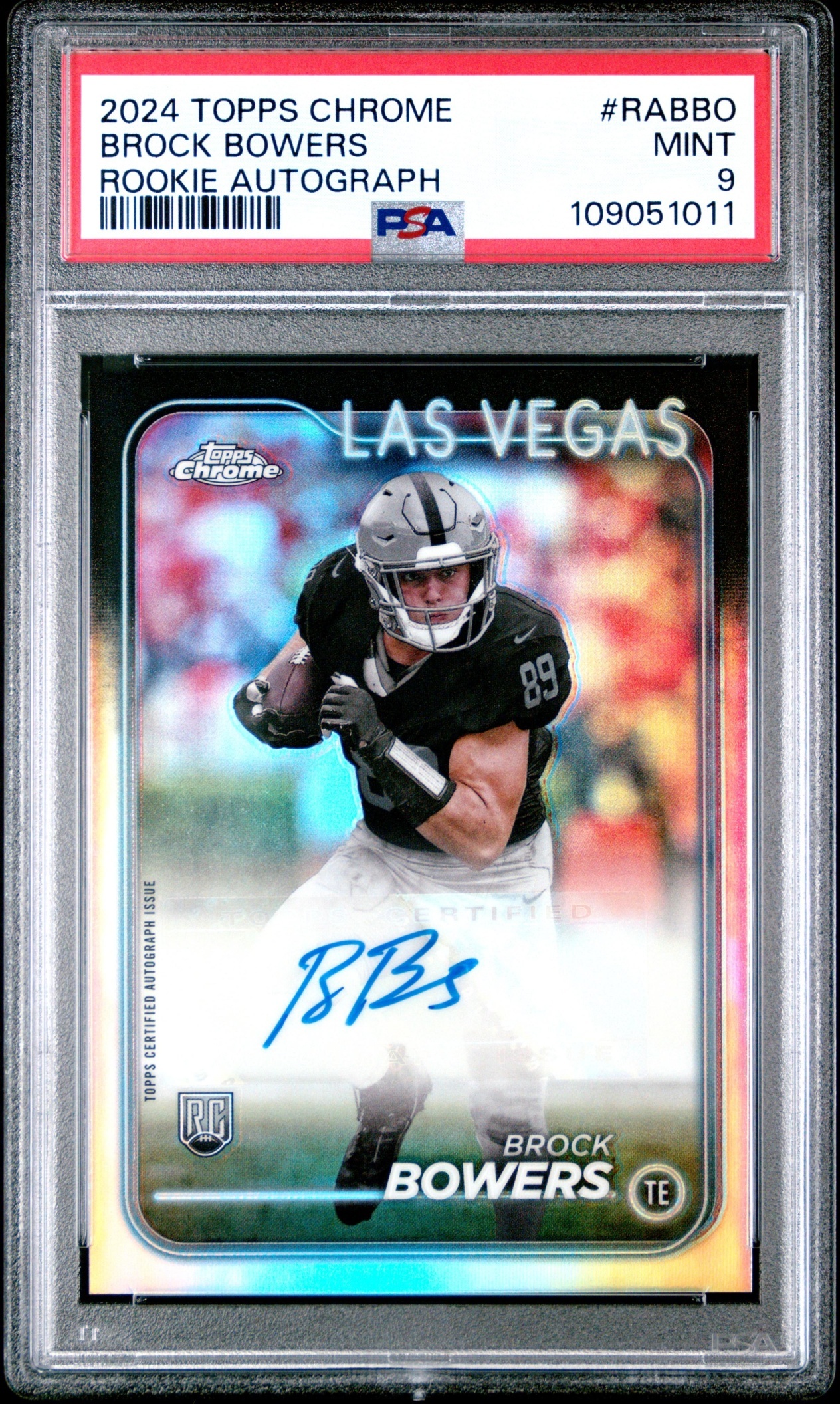 Card image for 2024 Topps Chrome Sapphire Edition Brock Bowers Rookie Auto #RA-BBO RC Raiders
