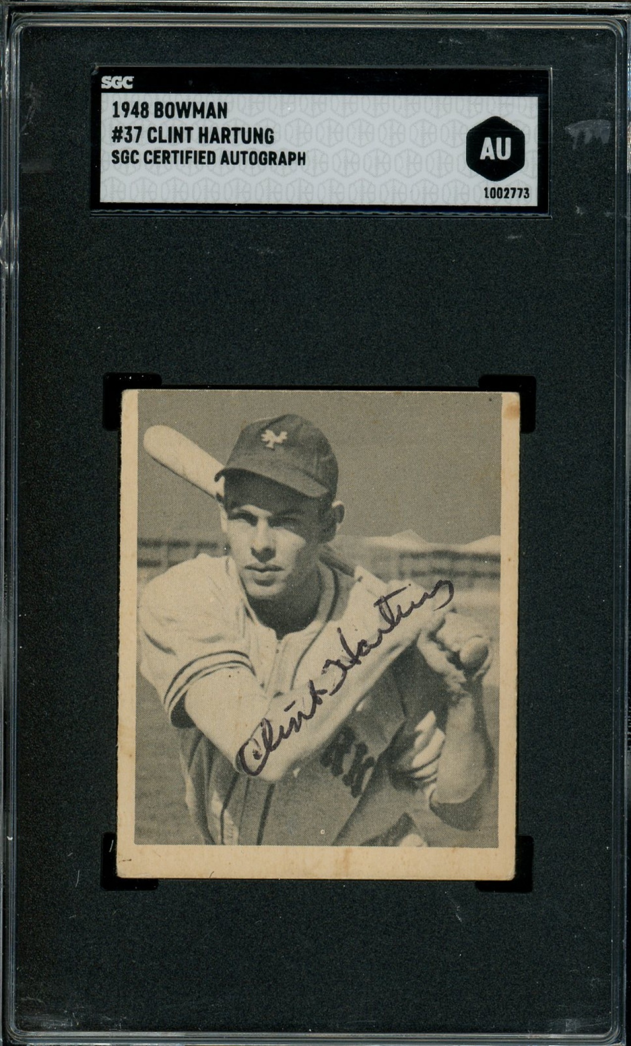 1948 Bowman Baseball Clint Hartung #37 RC New York Giants SGC Authentic Auto