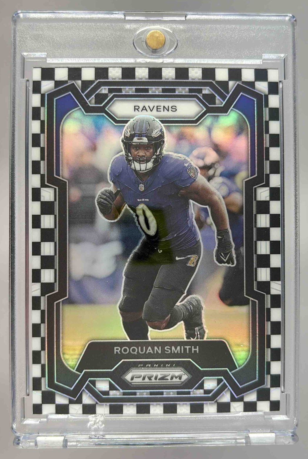 Card image for 2023 Panini Prizm Roquan Smith Black and White Checker #21 Ravens