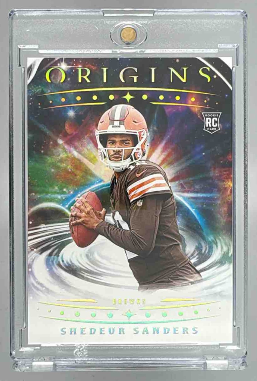 Card image for 2025 Panini Football Origins Shedeur Sanders Rookie #107 RC Cleveland Browns