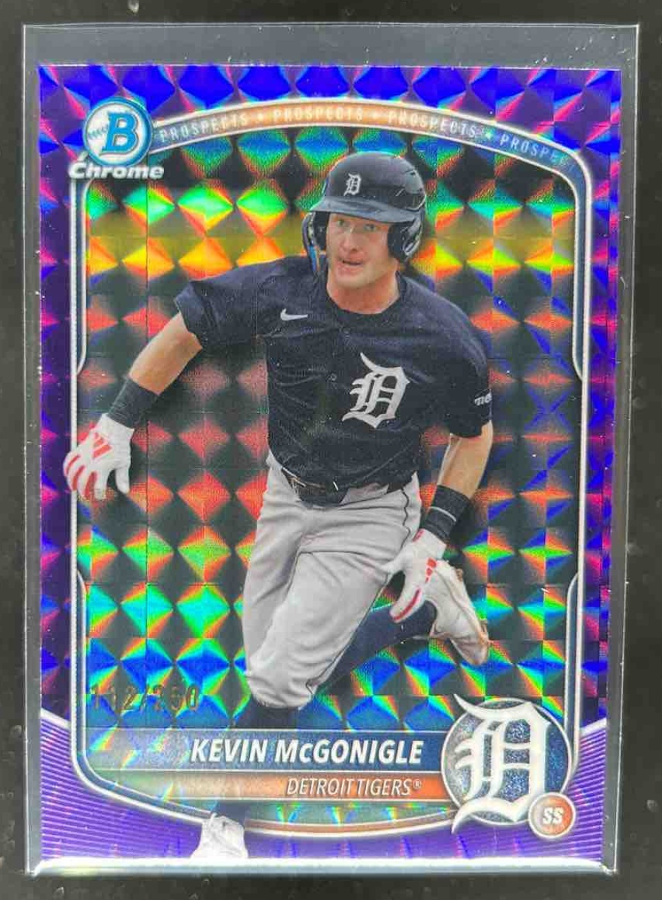 Card image for Kevin McGonigle 2025 Bowman Draft Chrome Purple Geometric Refractor /250