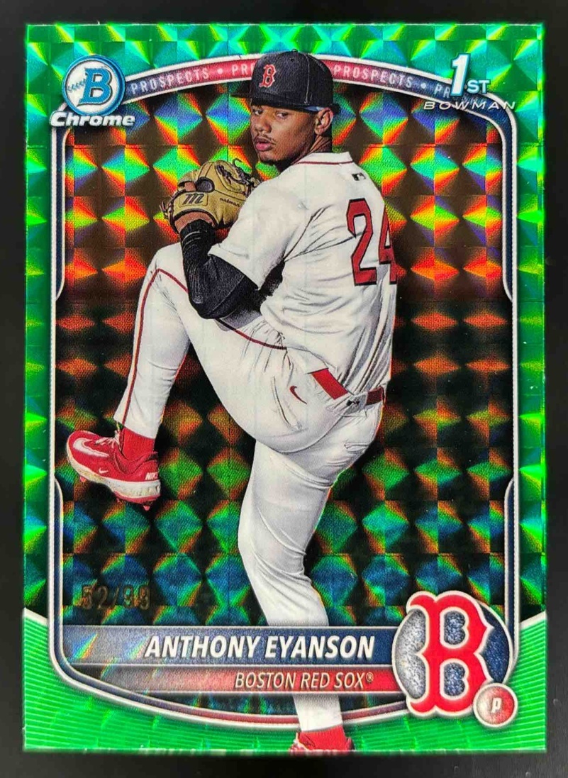 Card image for 2025 Bowman Draft Anthony Eyanson Chrome Green Geometric Refractor /99 1st