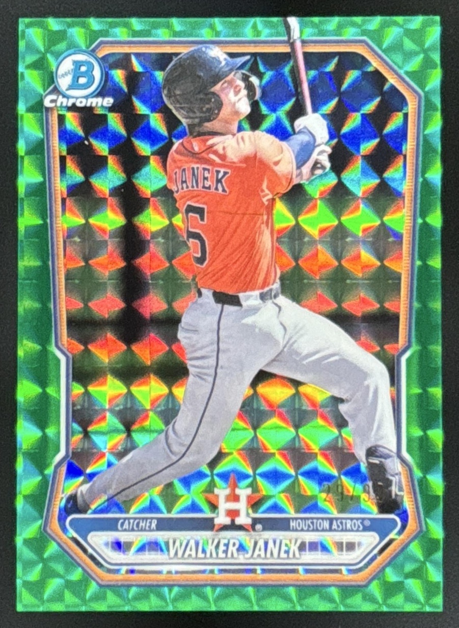 Card image for 2025 Bowman Draft Walker Janek Chrome Green Geometric Refractor /99