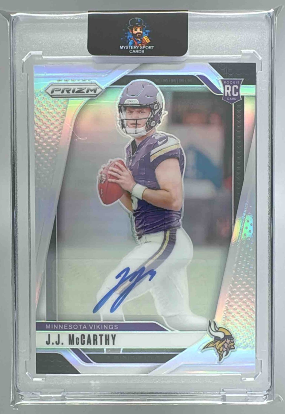 Card image for 2024 Panini Football Prizm J.J. McCarthy Auto Silver #400 RC Minnesota Vikings