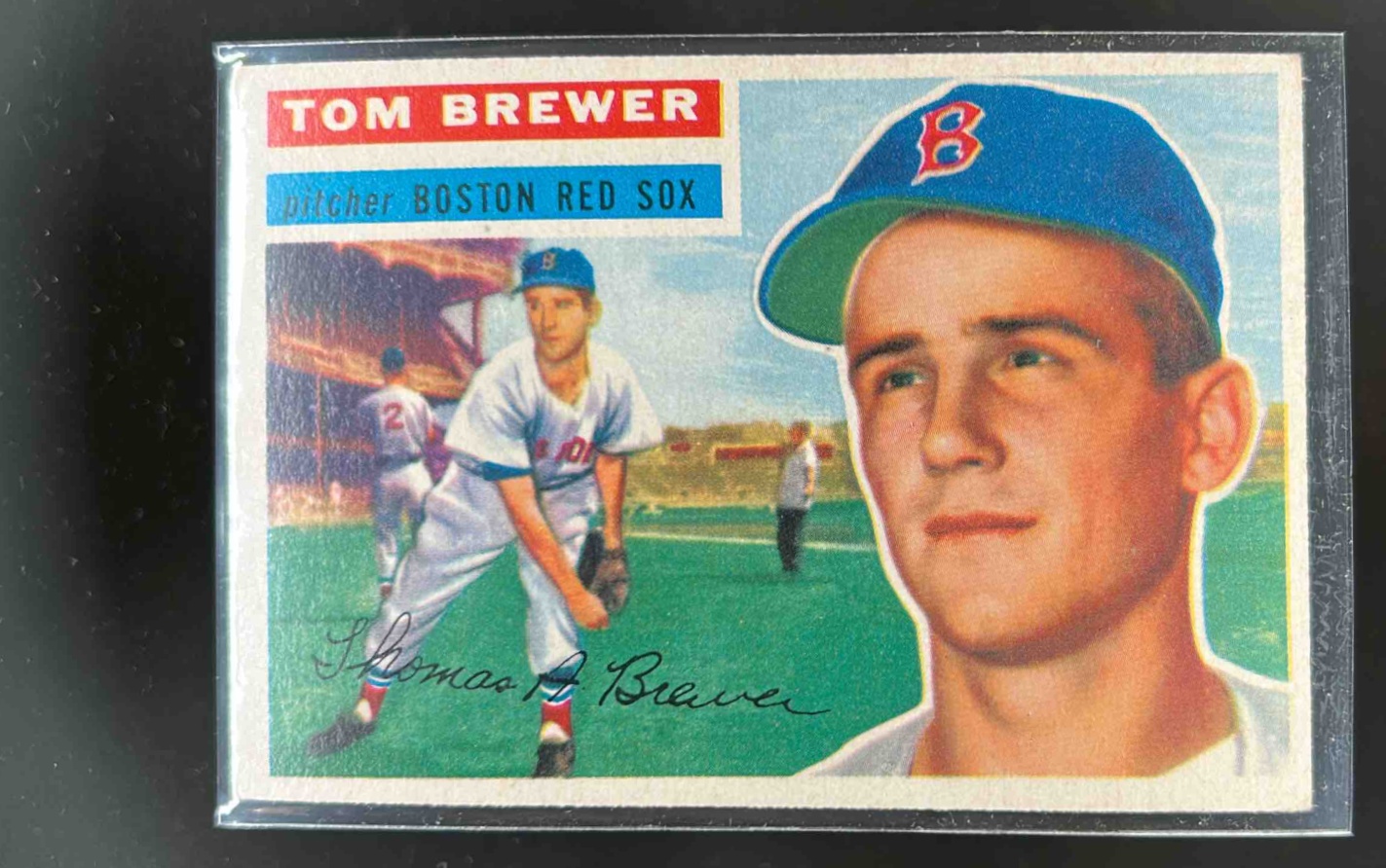 Card image for 1956 TOPPS BASEBALL TOM BREWER #34B BOSTON RED SOX