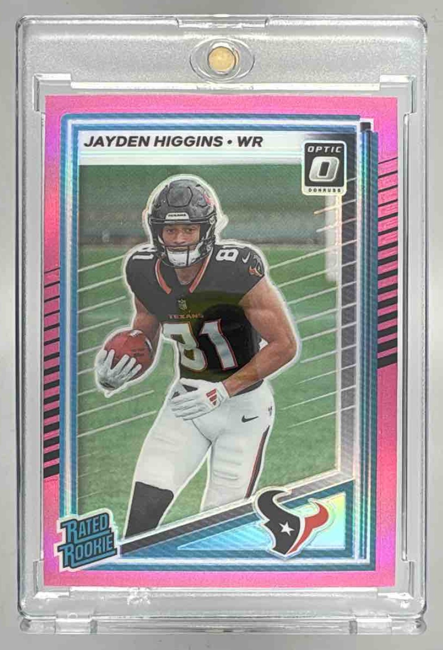 Card image for 2025 Panini Donruss Optic Jayden Higgins Rated Rookie #225 Texans