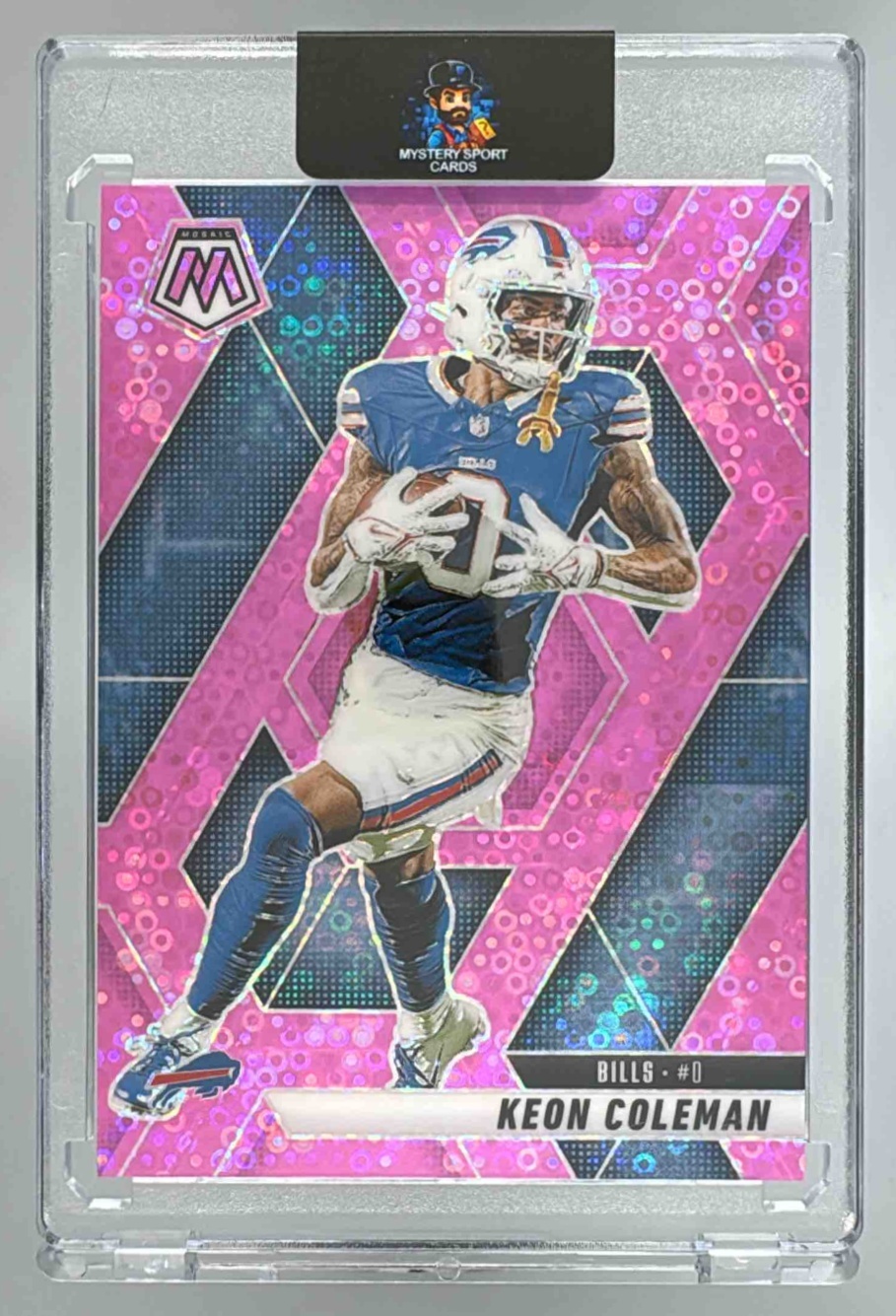 Card image for 2025 Panini Mosaic Keon Coleman No Huddle Pink Prizm /20 #146 Bills