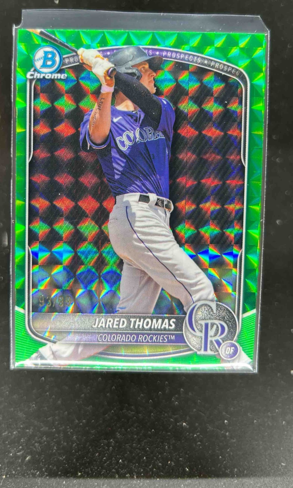Card image for Jared Thomas 2025 Bowman Draft Chrome Green Geometric Refractor /99