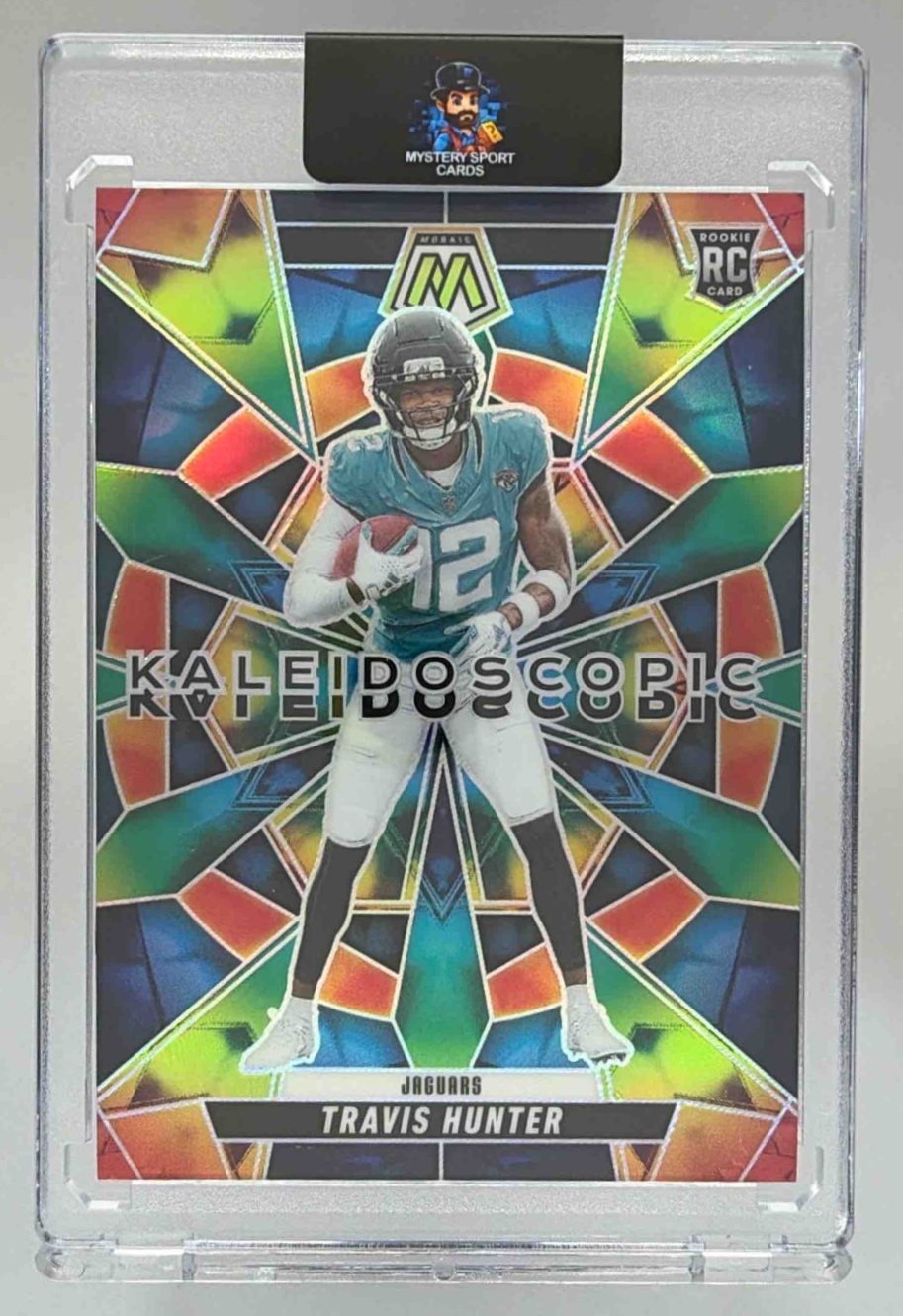 Card image for 2025 Panini Mosaic Travis Hunter Kaleidoscopic #12 RC Jaguars