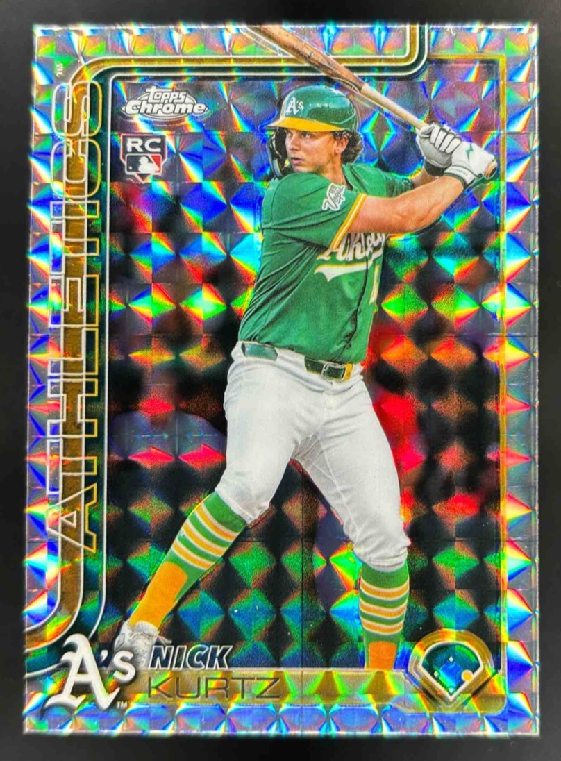 Card image for 2025 Topps Chrome Update Nick Kurtz Geometric Refractor #USC178 RC Athletics