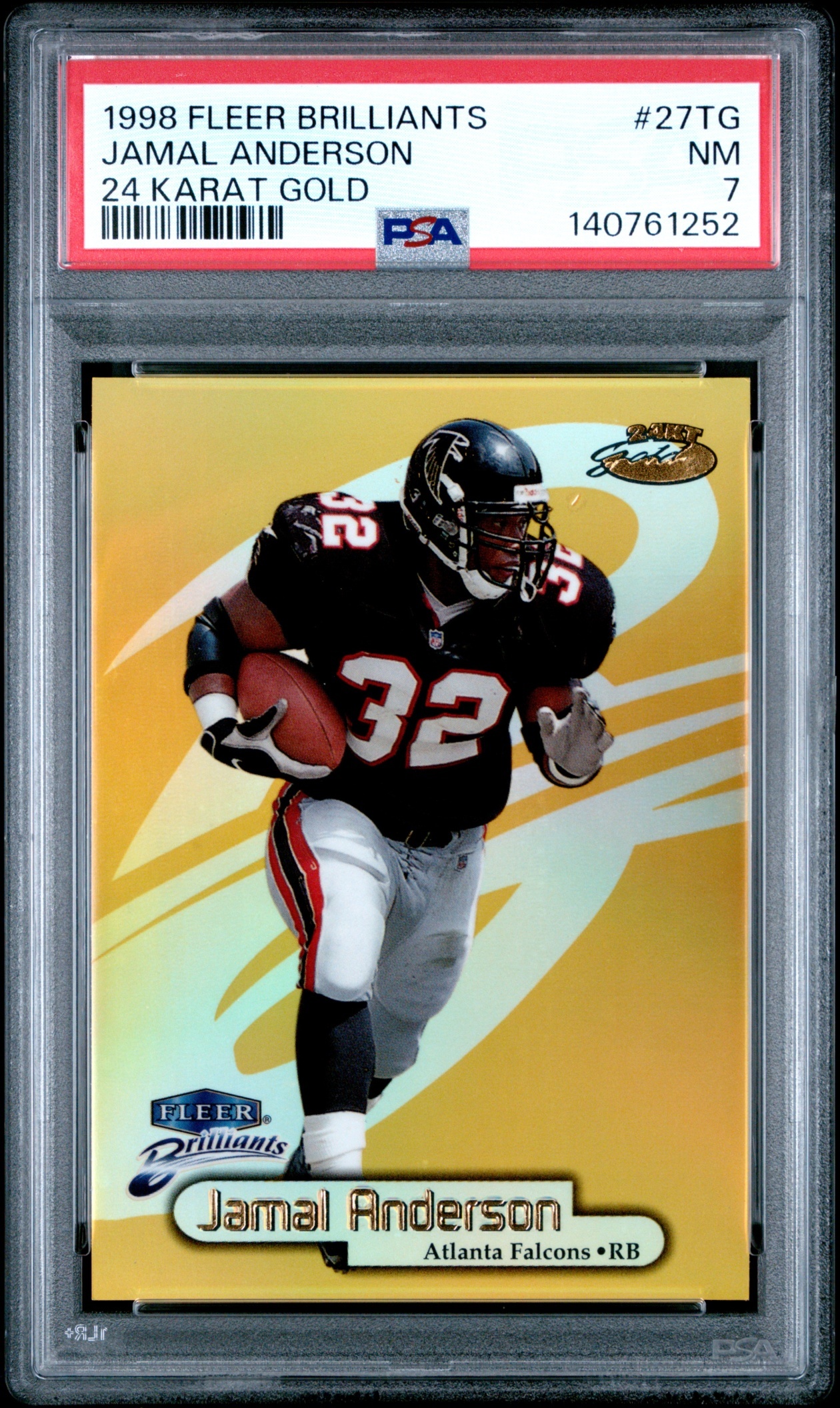 1998 Fleer Brilliants Jamal Anderson 24 Karat Gold /24 #27TG Falcons PSA 7