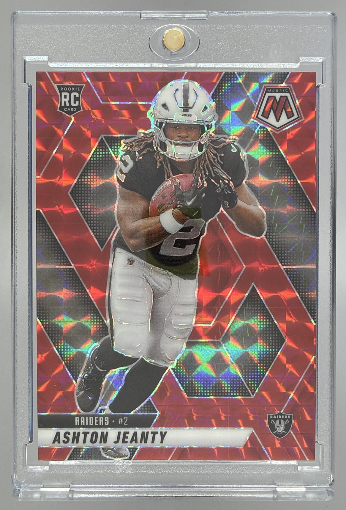 Card image for 2025 Panini Football Mosaic Ashton Jeanty Rookies #345 RC Las Vegas Raiders