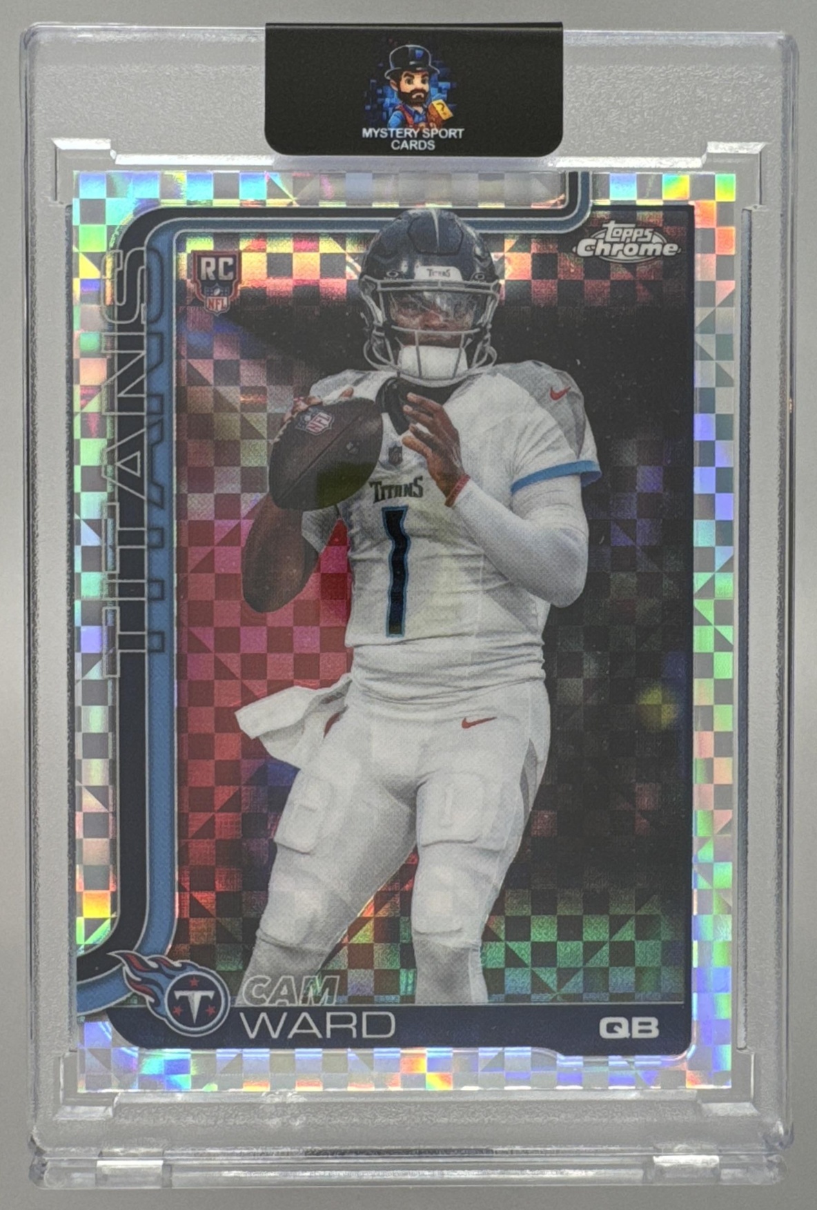 Card image for 2025 Topps Football Chrome Cam Ward Rookie #314 RC Tennessee Titans