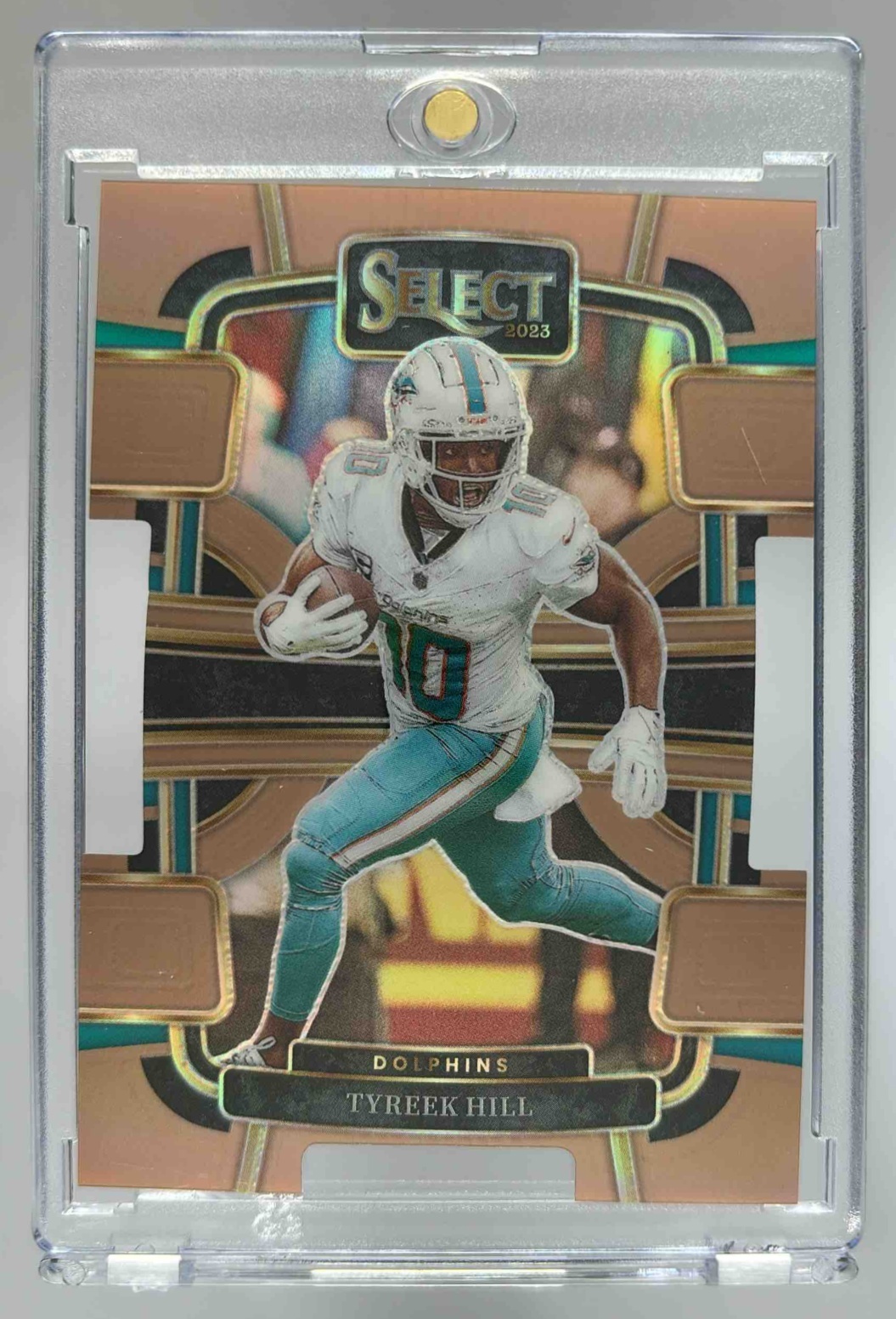 Card image for 2023 Panini Select Tyreek Hill Copper Prizms Die Cut /299 #62 Concourse Dolphins