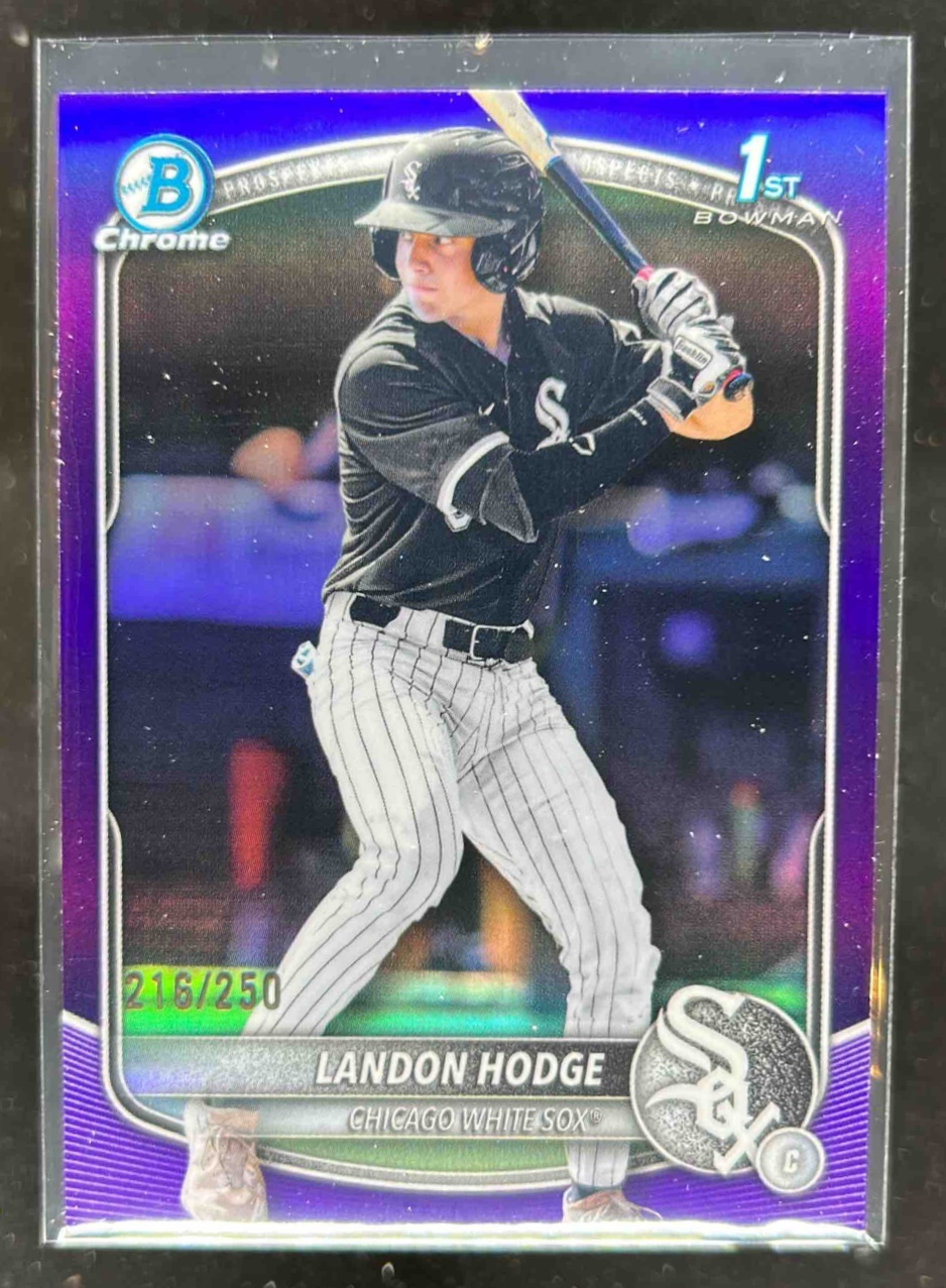Card image for Landon Hodge 2025 Bowman Draft Chrome Purple Refractor /250