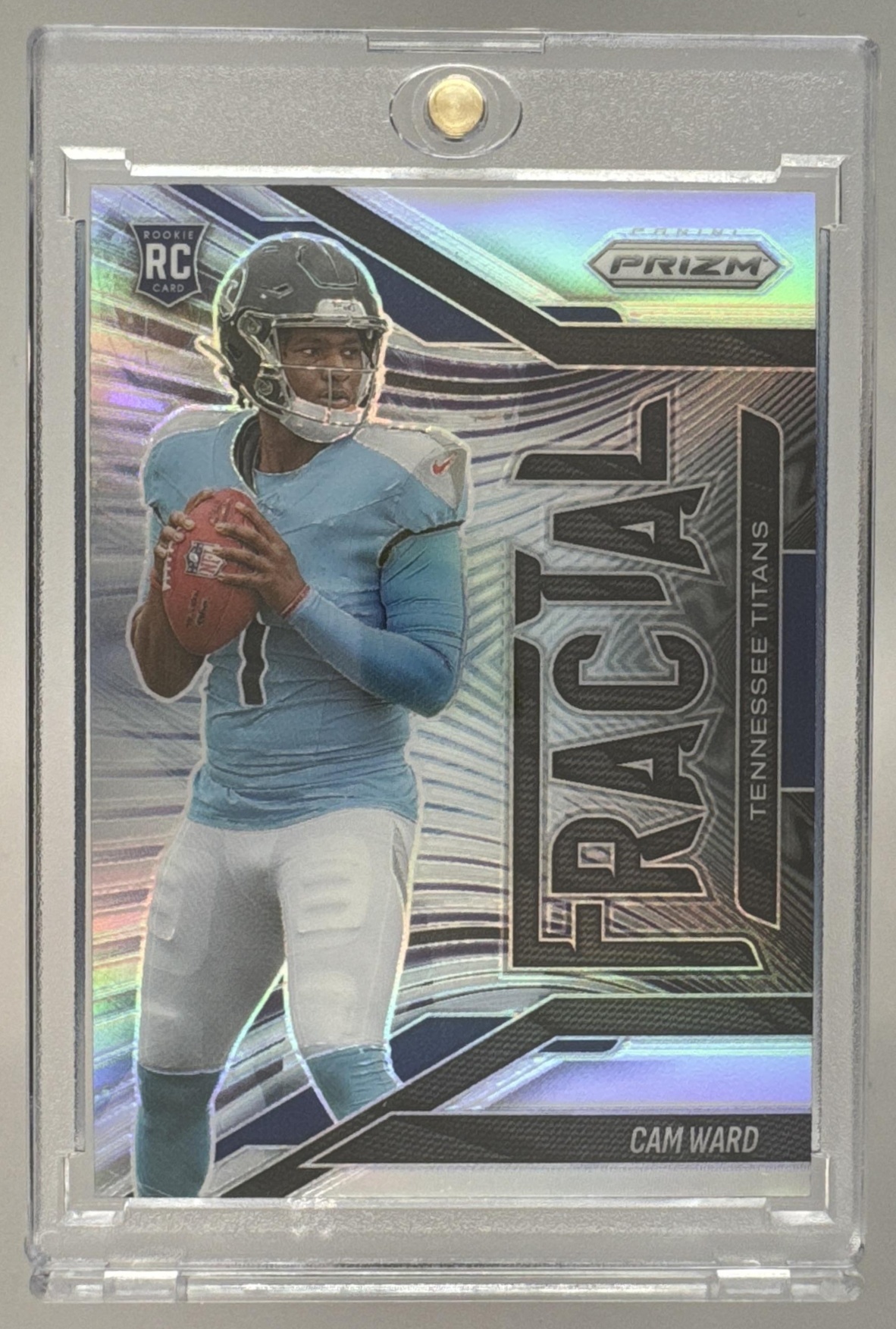 Card image for 2025 Panini Football Prizm Cam Ward Fractal Silver #11 RC Tennessee Titans