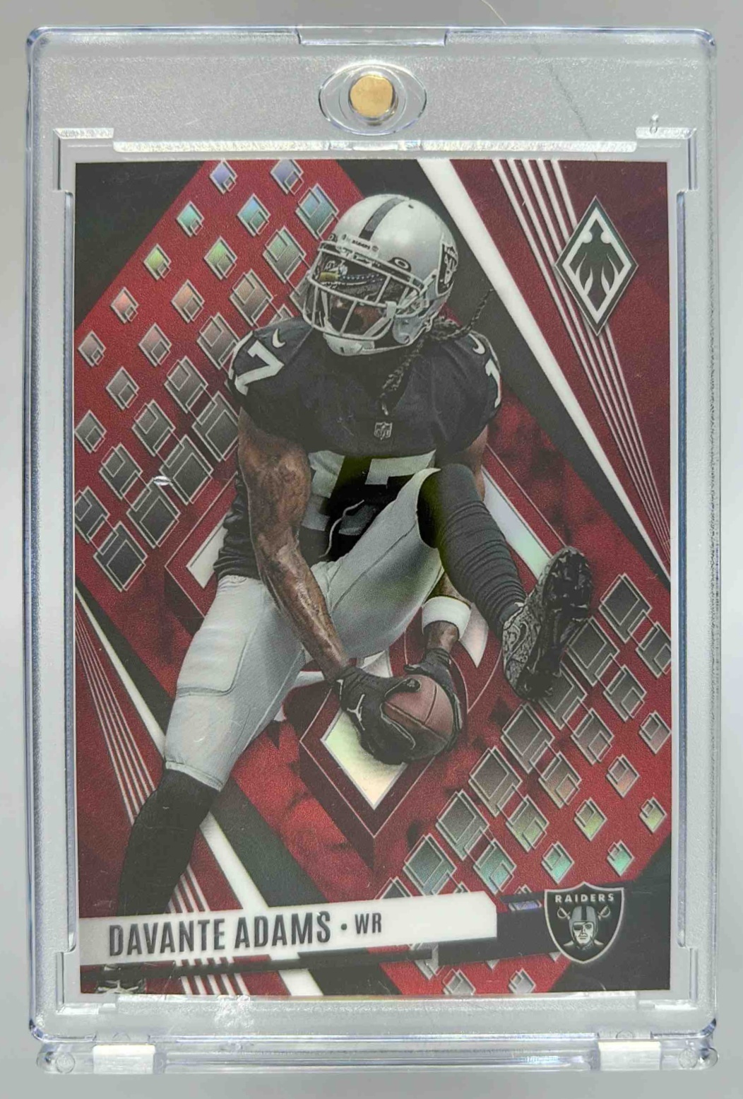 Card image for 2023 Panini Phoenix Davante Adams Red Seismic /199 #88b VAR Raiders