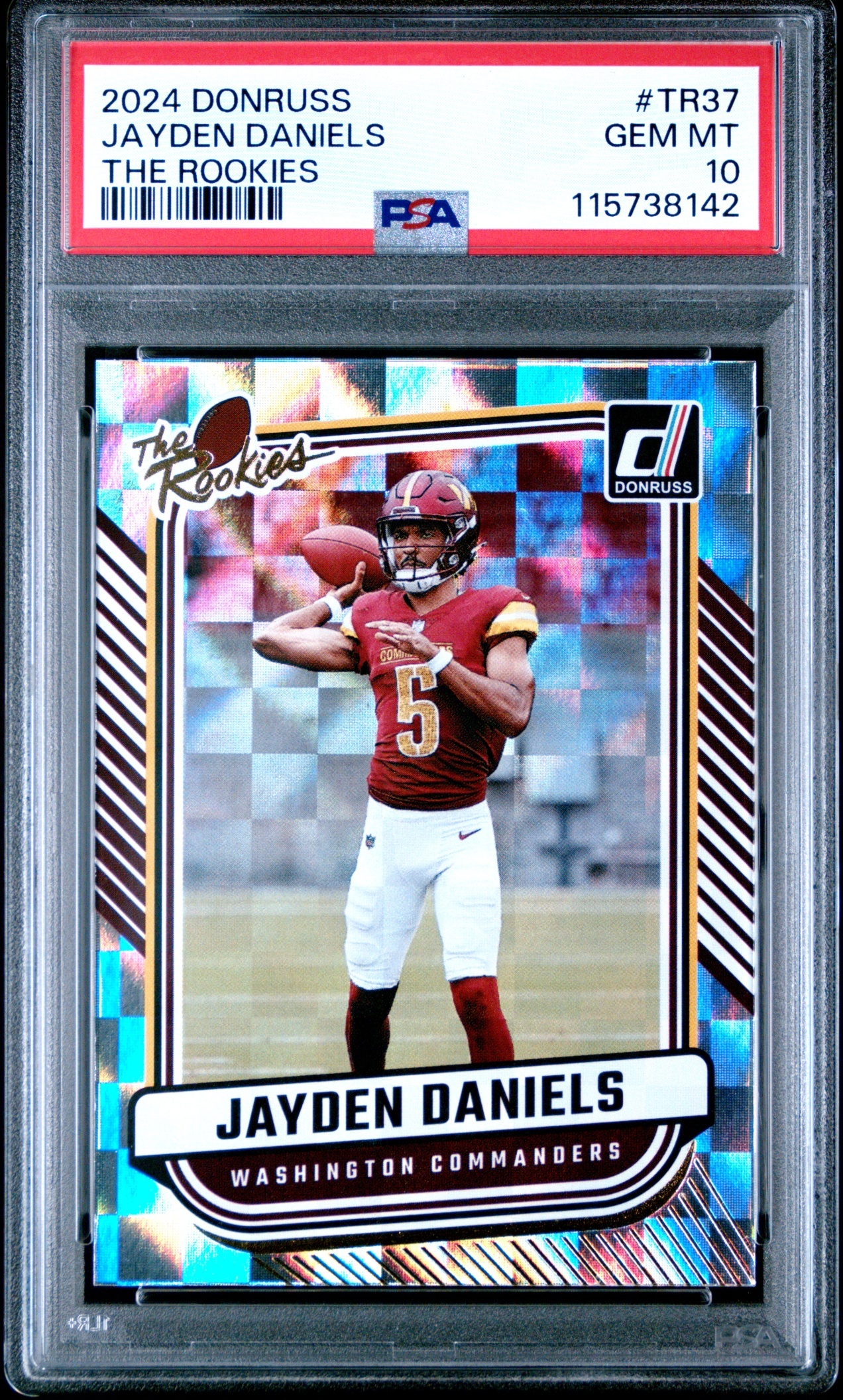 Card image for 2024 Panini Donruss Jayden Daniels The Rookies #TR-37 RC Commanders