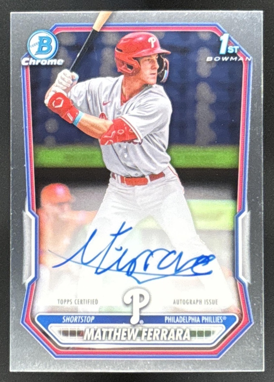 Card image for Matthew Ferrara 2026 Bowman Chrome Prospect Auto Philadelphia Phillies