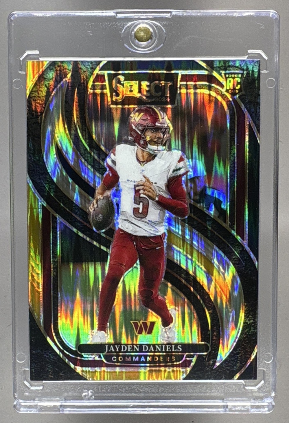 2024 PANINI SELECT JAYDEN DANIELS #112 PREMIER BLACK AND GOLD PRIZM SHOCK RC