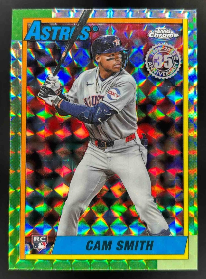 Card image for 2025 Topps Chrome Update Cam Smith 1990 Geometric Refractor #90CU-15 RC Astros