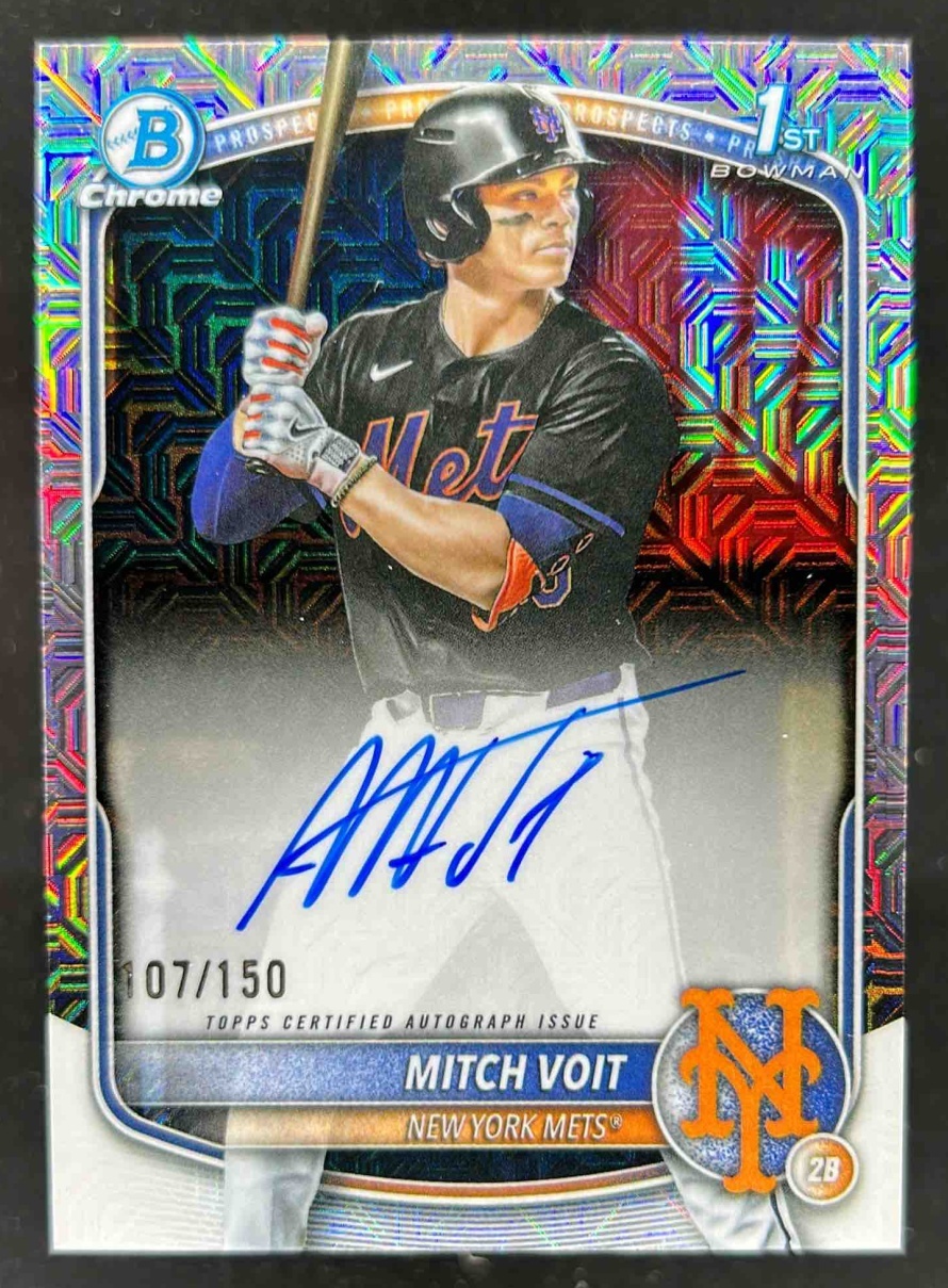 Card image for Mitch Voit 2025 Bowman Draft Chrome Prospect Auto HTA Choice Refractor /150