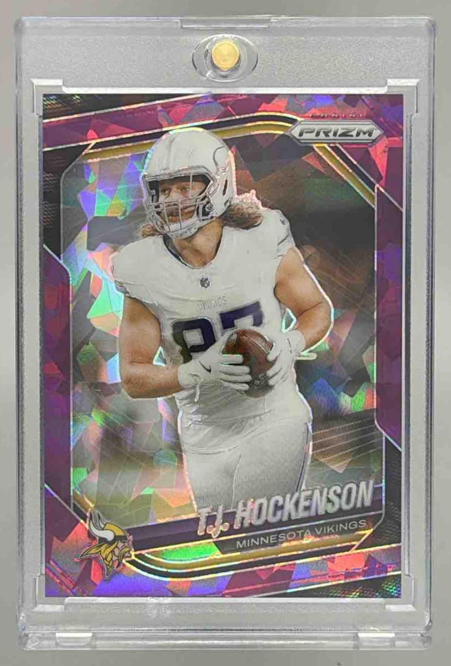 Card image for 2025 Panini Football Prizm T.J. Hockenson Purple Ice /225 #173 Minnesota Vikings
