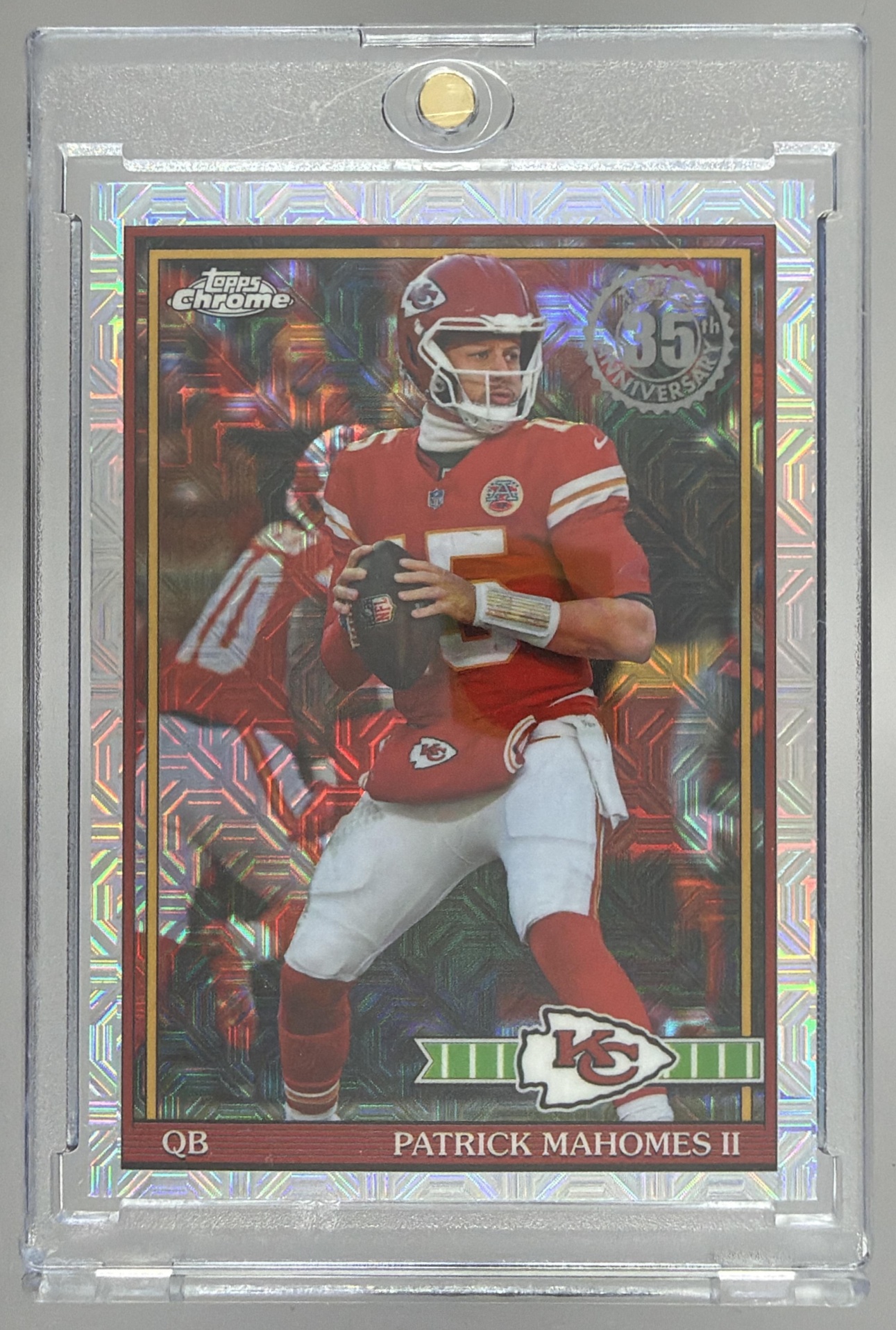 Card image for 2026 Topps Patrick Mahomes II 1991 Chrome Mojo Refractor #91TC-13 Chiefs
