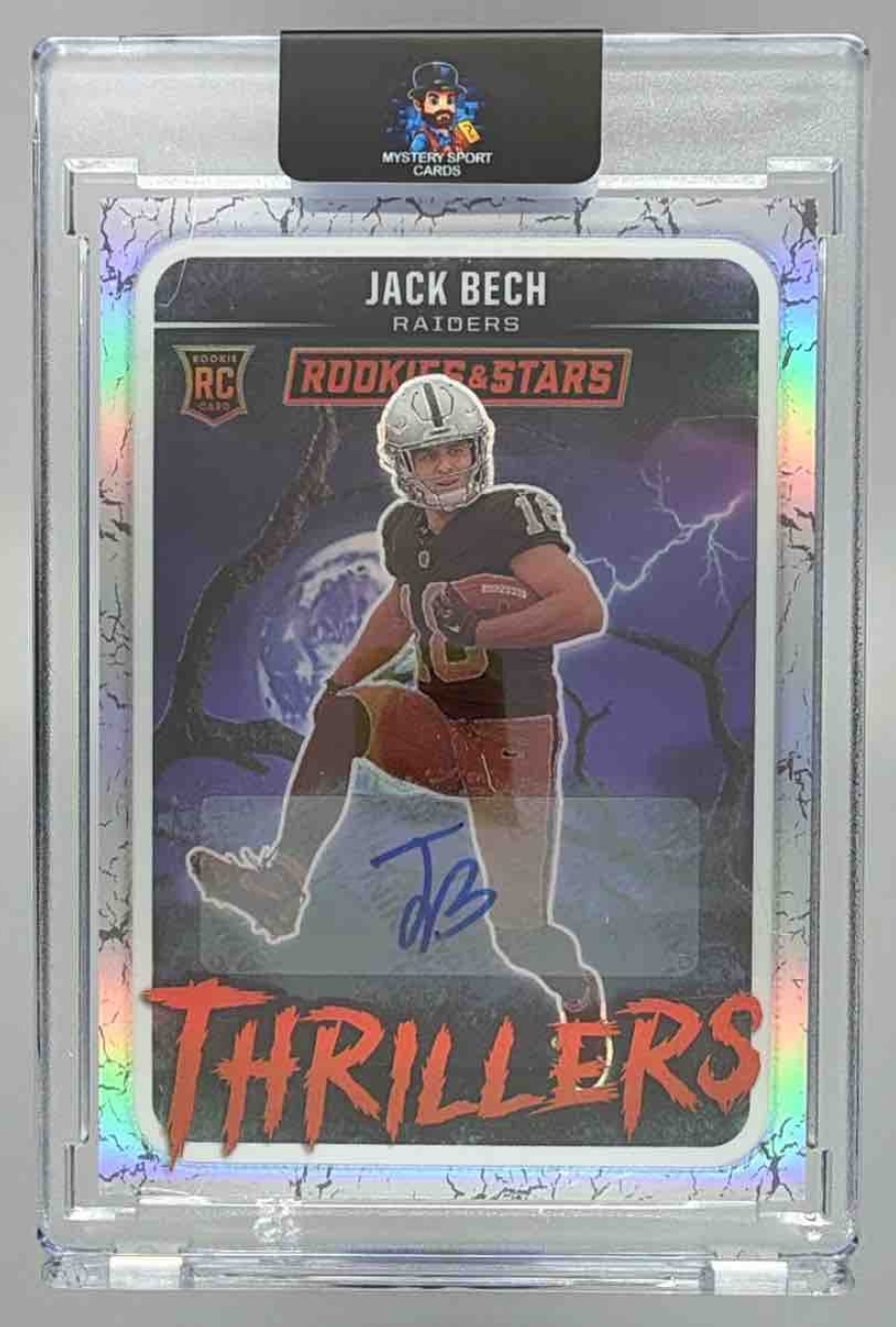 Card image for 2025 Panini Rookies & Stars Jack Bech Thrillers Signatures /99 #27 RC Auto Raiders