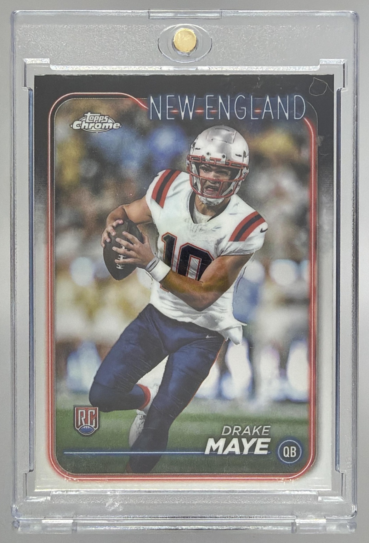 Card image for 2024 Topps Football Chrome Drake Maye #203 RC New England Patriots