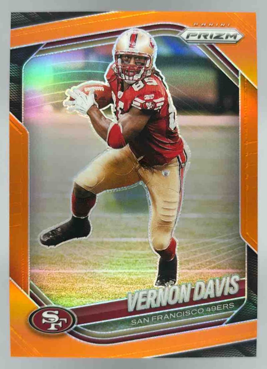 Card image for 2025 Panini Football Prizm Vernon Davis Orange /249 #39 San Francisco 49ers