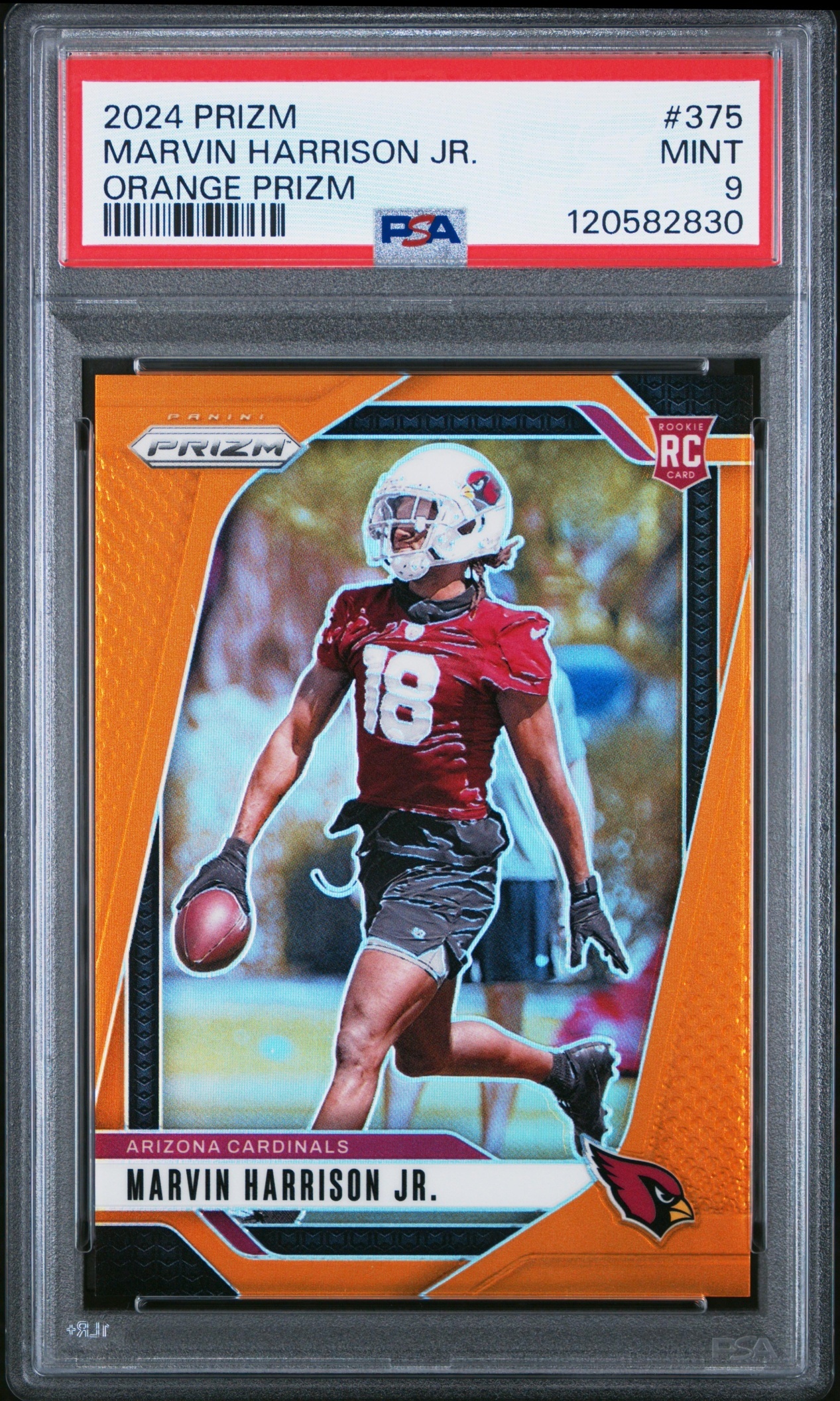 Card image for 2024 Panini Prizm Marvin Harrison Jr. Orange /249 #375 RC Cardinals
