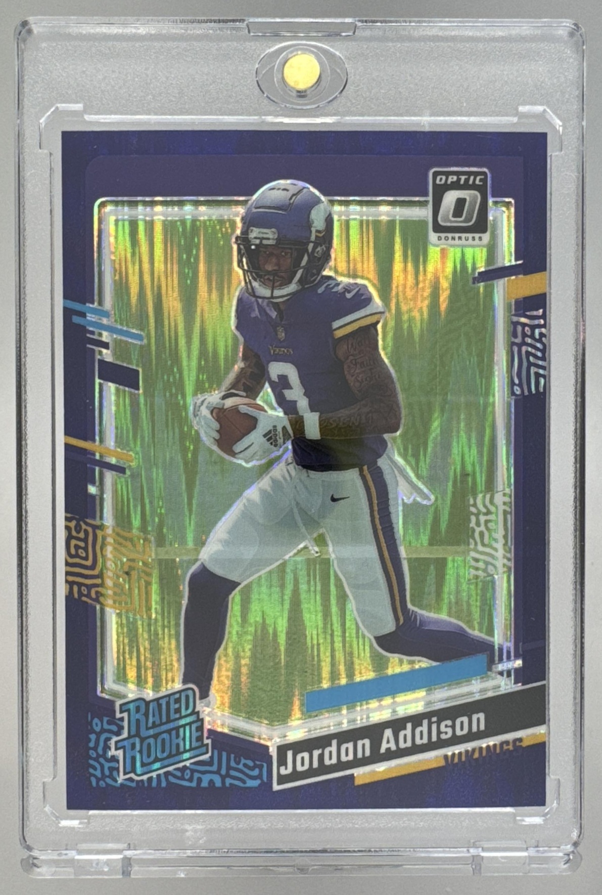 Card image for 2023 Panini Donruss Optic Jordan Addison #271 RC Rated Rookie Vikings