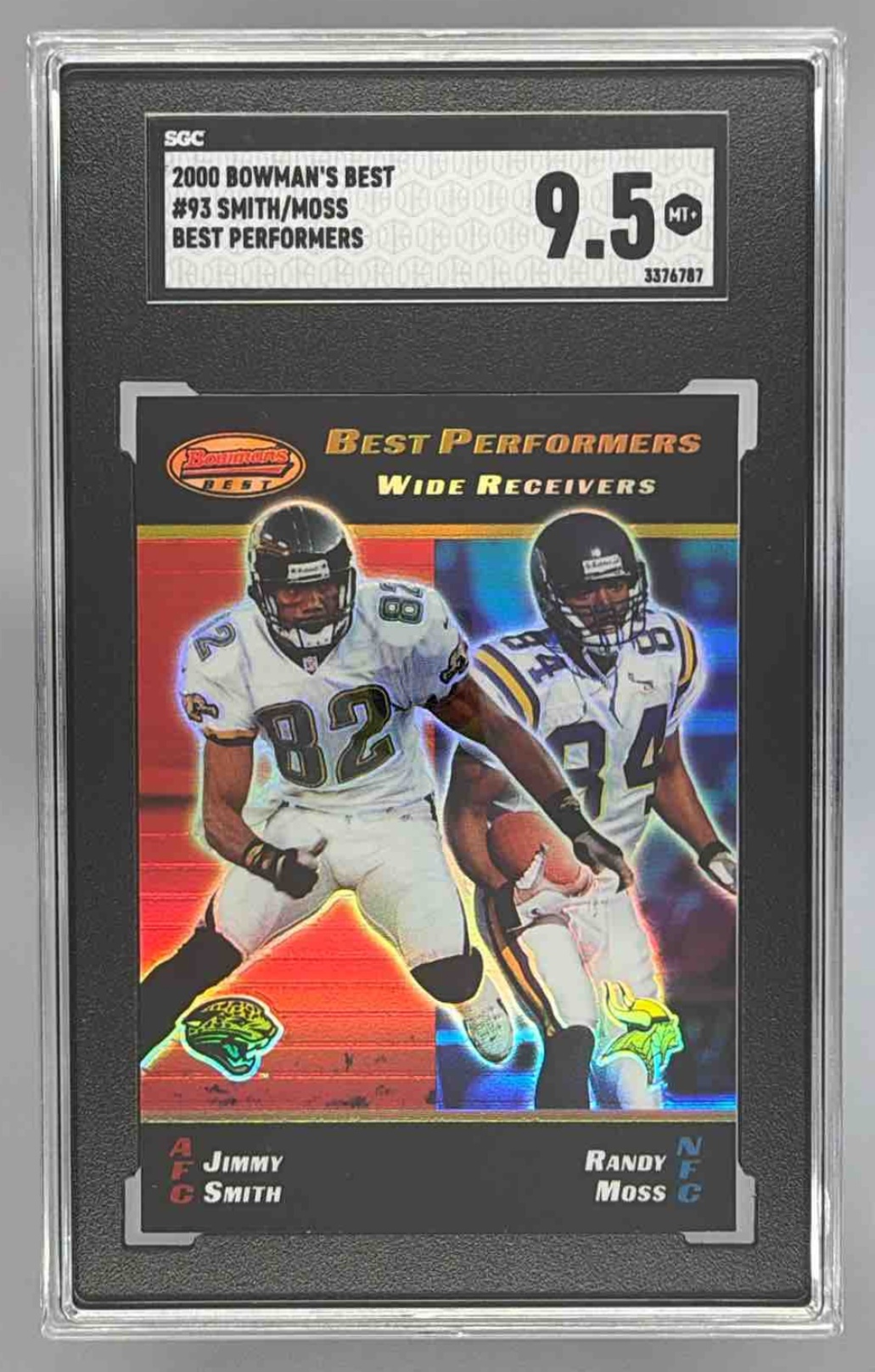 Card image for 2000 Bowman's Best Peyton Manning Randy Moss Year by #Y1 Rams