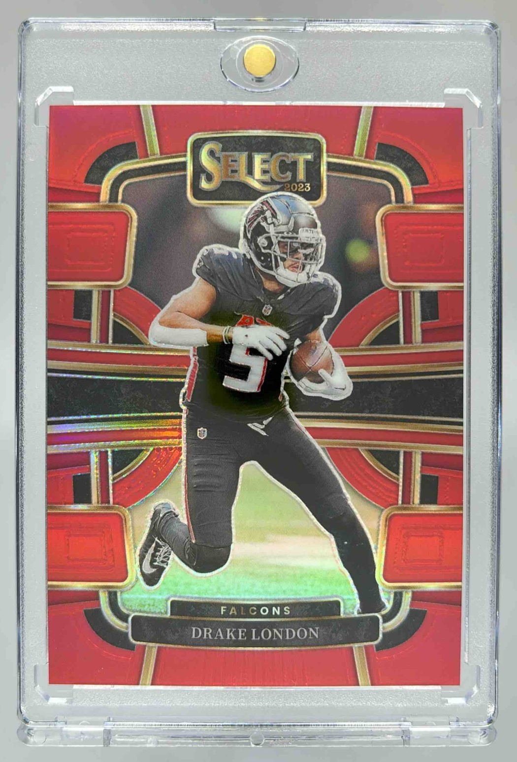 Card image for 2022 Panini Select Drake London Copper Prizm Die Cut /99 #297 Club RC Falcons